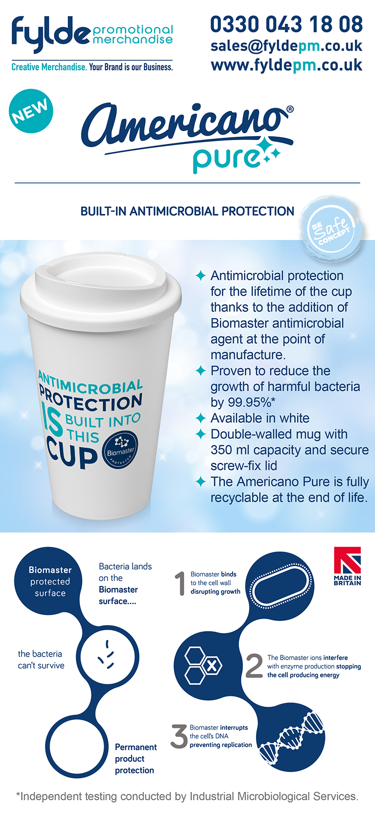 Printed Americano Pure Mug Antimicrobial Protection