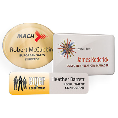 Digitally Printed Metal Name Badges 73mm x 35mm