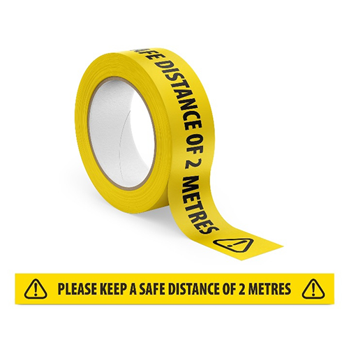 Black & Yellow Printed Keep A Safe Distance Hazard Warning Tape